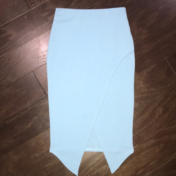 Missguided Sky Blue Midi Skirt Size 4 - Picture 1 of 1